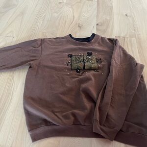 VINTAGE small brown/black sweatshirt with tree on front